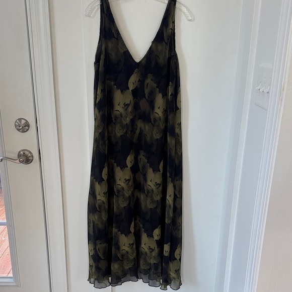 Ganni Pleated Georgette Strap Dress In Olive Drab Size 36 - Picture 3 of 9